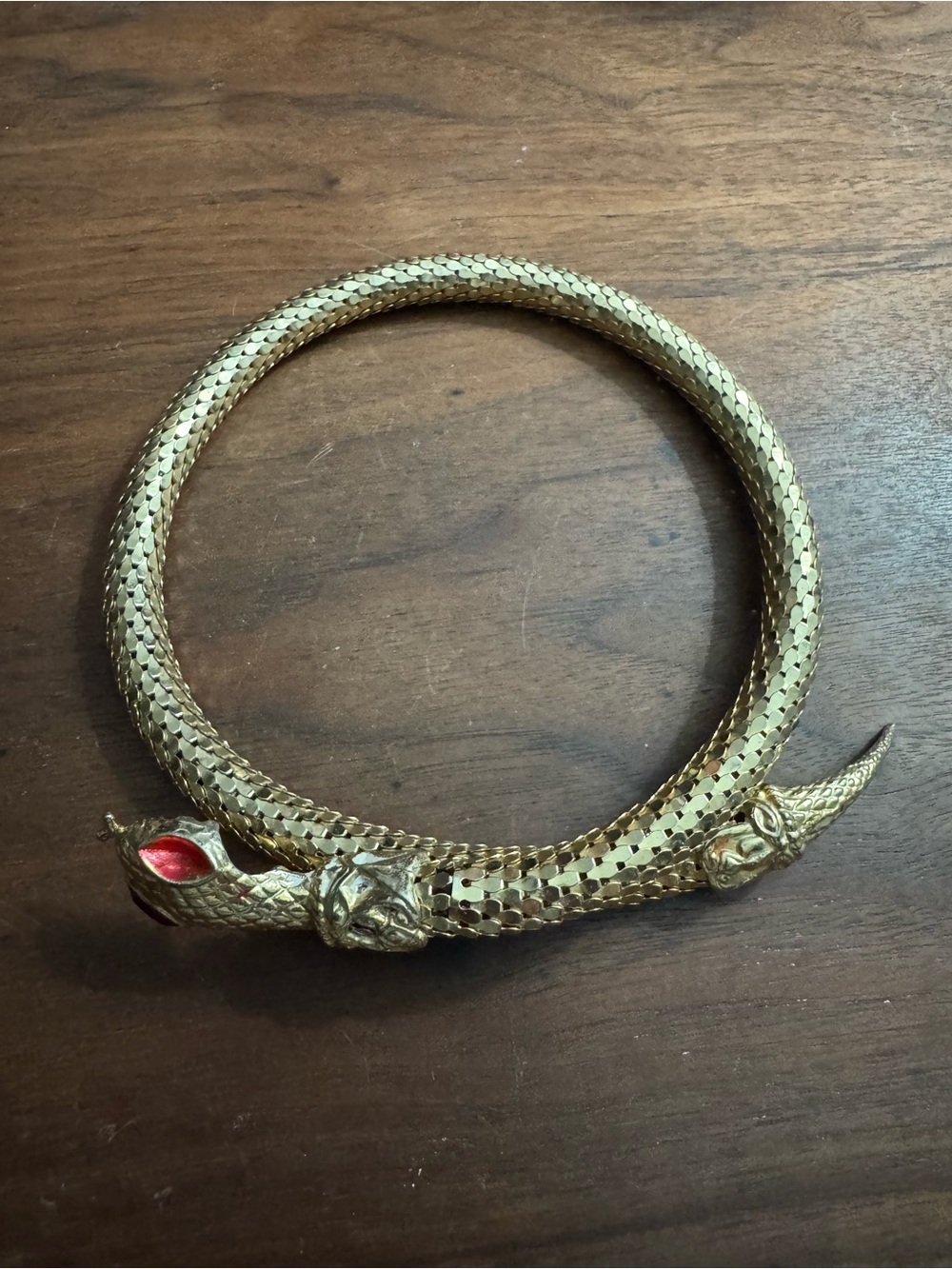 Vintage DL Auld Goldtoned Metal Mesh Adjustable Snake Choker Necklace *READ*
